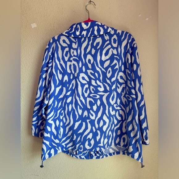 Zenergy Chicos Blue White Abstract Animal Print Zip Up Athletic Jacket 3 XL 16 - Picture 4 of 8